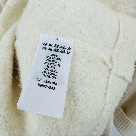 Cynthia Rowley | Cream Open Front Wool Cardigan Size Extra Small - Picture 7 of 7